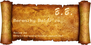 Bereszky Balázs névjegykártya